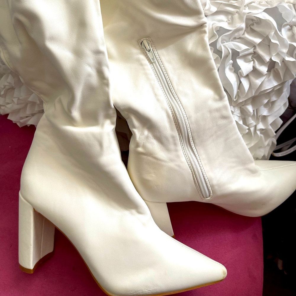 👢Used ASOS White knee Boots